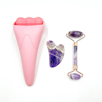 Massage Face Set Jade Roller for Hair Regrowth Beauty Device and Natural Anti Aging (Máy mát xa khuôn mặt bằng giòn ngọc bích để làm tóc mọc lại)