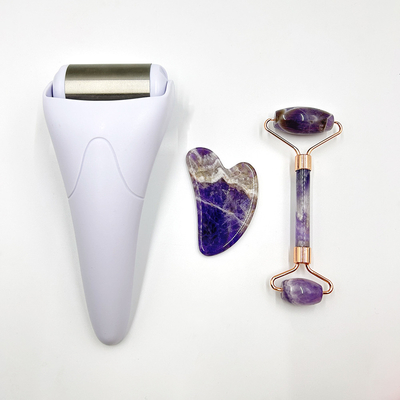 Massage Face Set Jade Roller for Hair Regrowth Beauty Device and Natural Anti Aging (Máy mát xa khuôn mặt bằng giòn ngọc bích để làm tóc mọc lại)