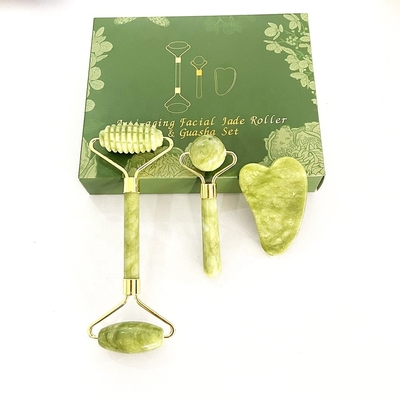 Phòng chống lão hóa đá tự nhiên màu hồng trắng Mini da mặt tùy chỉnh hộp từ tính Bao bì Green Jade Roller