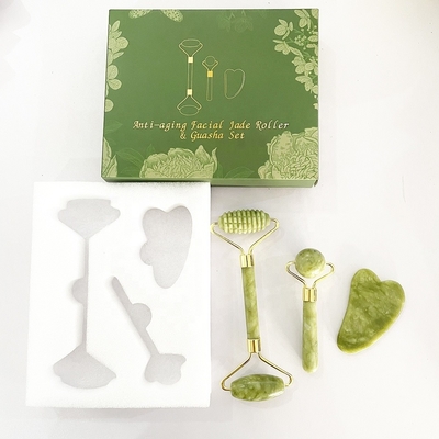 Phòng chống lão hóa đá tự nhiên màu hồng trắng Mini da mặt tùy chỉnh hộp từ tính Bao bì Green Jade Roller