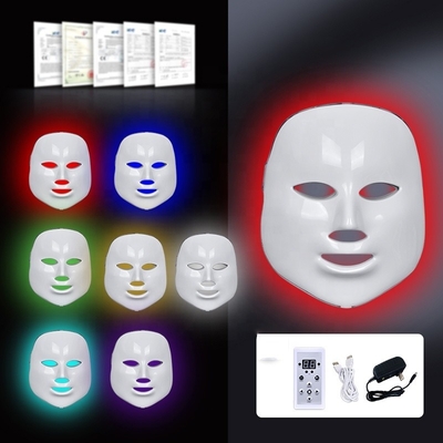 Mặt nạ trị liệu ánh sáng mặt bằng đèn LED Mô hình 2023 Kháng mụn 7 Màu chống nước Không có nhà