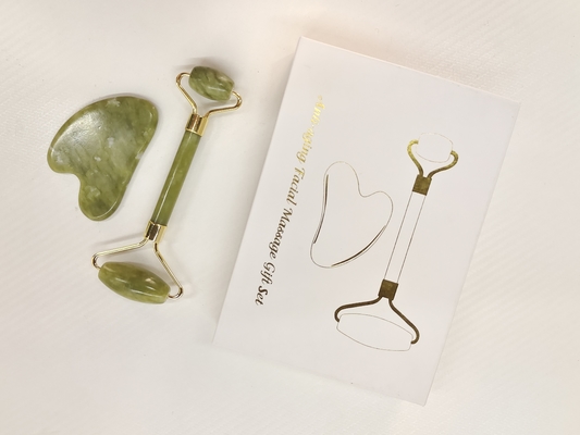 2024 Double Head Xiuyan Stone Jade Roller và Gua Sha Set cho chăm sóc da chống nước Có