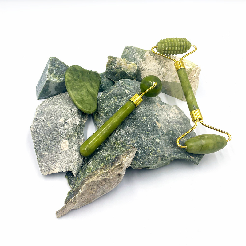 2024 Double Head Xiuyan Stone Jade Roller và Gua Sha Set cho chăm sóc da chống nước Có